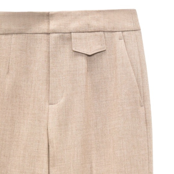 ZARA High Waist Straight Wide-Leg Light Tan Trousers - Size S - Picture 4 of 12